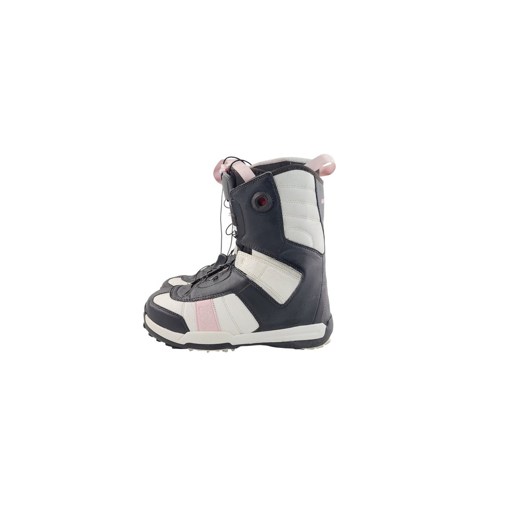 Salomon, Rounded Toe Autofit+w Snowboard Boots, Women's Size 8 Black White Pink.